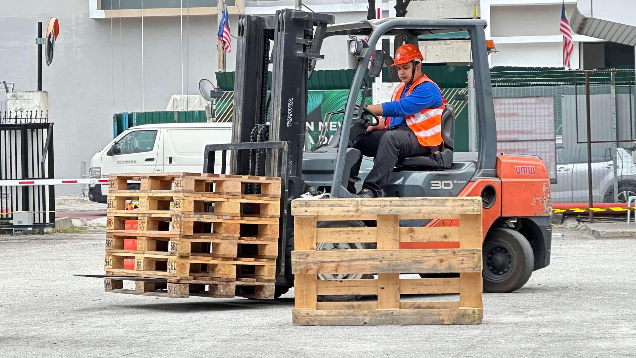 Forklift safety training in progress